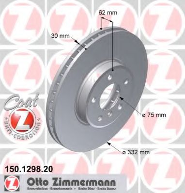 150.1298.20 ZIMMERMANN Brake System Brake Disc