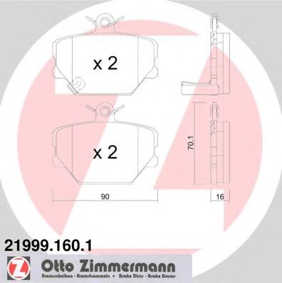 21999.160.1 ZIMMERMANN Brake System Brake Pad Set, disc brake