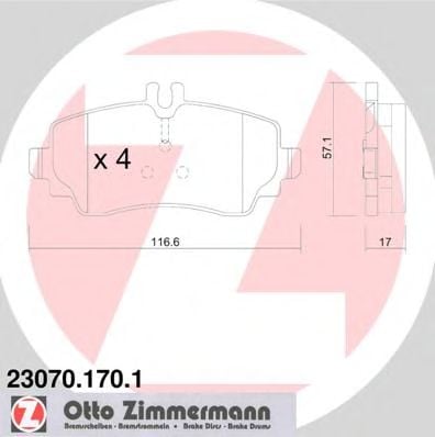 23070.170.1 ZIMMERMANN Brake System Brake Pad Set, disc brake