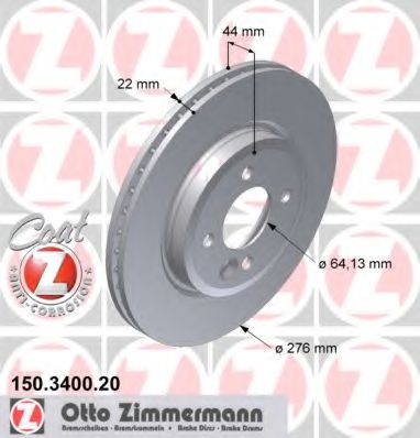 150.3400.20 ZIMMERMANN Brake System Brake Disc
