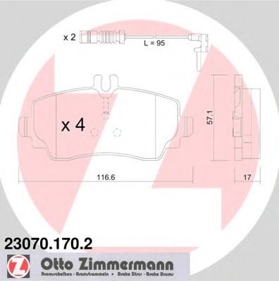 23070.170.2 ZIMMERMANN Brake System Brake Pad Set, disc brake