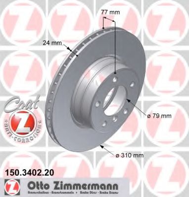 150.3402.20 ZIMMERMANN Brake System Brake Disc
