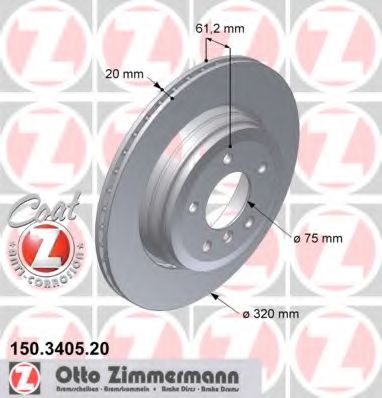 150.3405.20 ZIMMERMANN Brake System Brake Disc