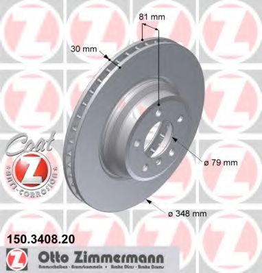 150.3408.20 ZIMMERMANN Brake System Brake Disc