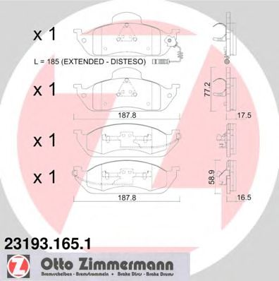 23193.165.1 ZIMMERMANN Brake System Brake Pad Set, disc brake