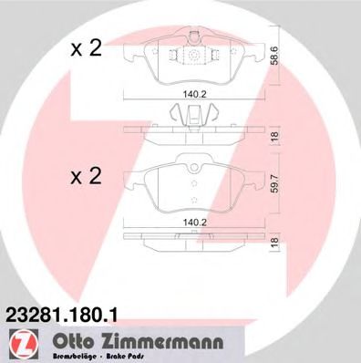 23281.180.1 ZIMMERMANN Brake Pad Set, disc brake