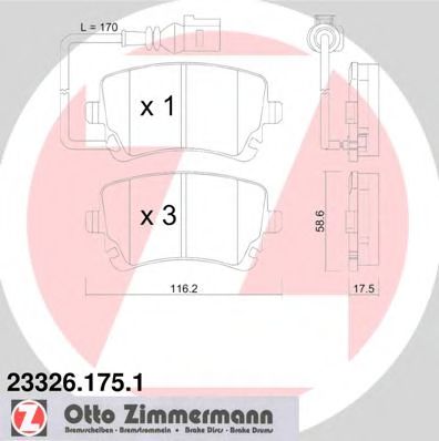 23326.175.1 ZIMMERMANN Brake Pad Set, disc brake