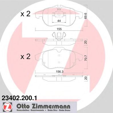 23402.200.1 ZIMMERMANN Тормозная система Комплект тормозных колодок, дисковый тормоз