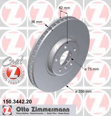 150.3442.20 ZIMMERMANN Brake System Brake Disc