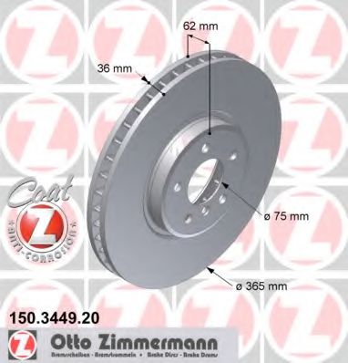 150.3449.20 ZIMMERMANN Brake System Brake Disc