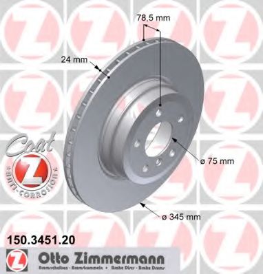 150.3451.20 ZIMMERMANN Brake System Brake Disc