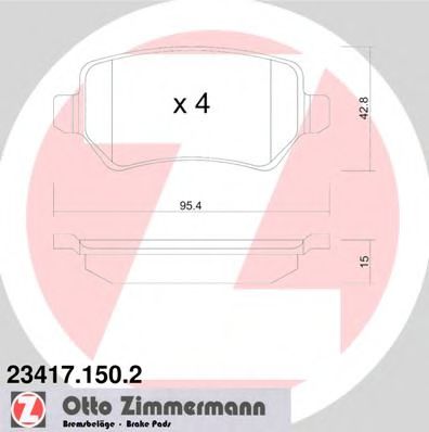 23417.150.2 ZIMMERMANN Тормозная система Комплект тормозных колодок, дисковый тормоз