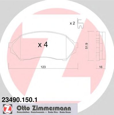 23490.150.1 ZIMMERMANN Brake Pad Set, disc brake