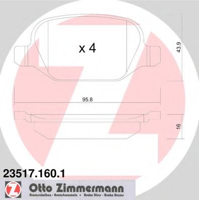 23517.160.1 ZIMMERMANN Brake Pad Set, disc brake