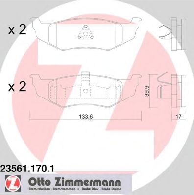 23561.170.1 ZIMMERMANN Brake System Brake Pad Set, disc brake