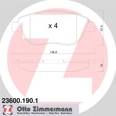 23600.190.1 ZIMMERMANN Brake System Brake Pad Set, disc brake