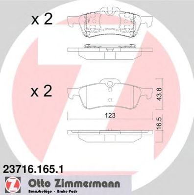 23716.165.1 ZIMMERMANN Brake System Brake Pad Set, disc brake