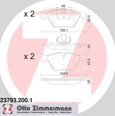 23793.200.1 ZIMMERMANN Brake System Brake Pad Set, disc brake