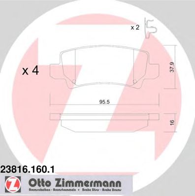 23816.160.1 ZIMMERMANN Brake System Brake Pad Set, disc brake