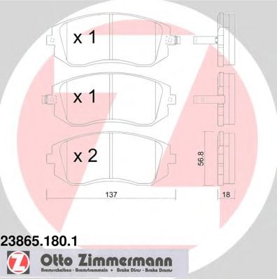 23865.180.1 ZIMMERMANN Brake System Brake Pad Set, disc brake