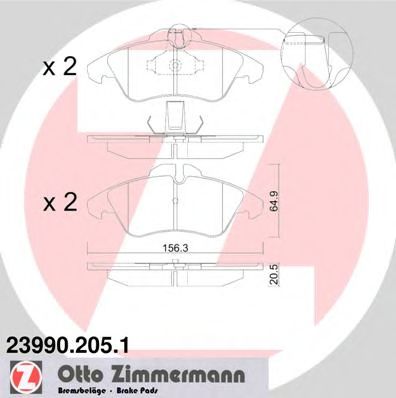 23990.205.1 ZIMMERMANN Brake System Brake Pad Set, disc brake
