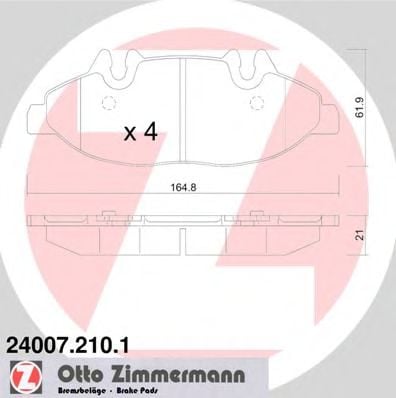 24007.210.1 ZIMMERMANN Brake System Brake Pad Set, disc brake