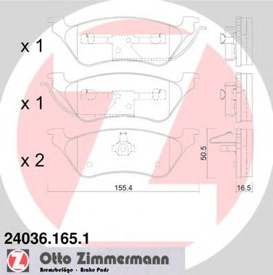 24036.165.1 ZIMMERMANN Brake System Brake Pad Set, disc brake