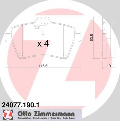 24077.190.1 ZIMMERMANN Brake System Brake Pad Set, disc brake