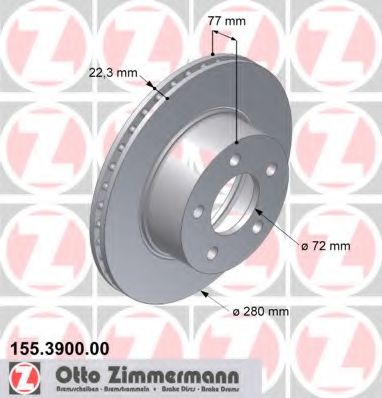 155.3900.00 ZIMMERMANN Brake System Brake Disc