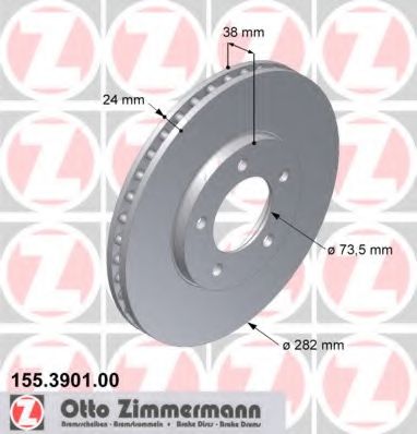155.3901.00 ZIMMERMANN Brake System Brake Disc