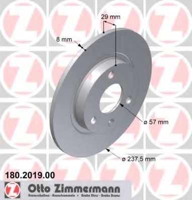 180.2019.00 ZIMMERMANN Brake System Brake Disc