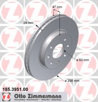185.3951.00 ZIMMERMANN Brake System Brake Disc