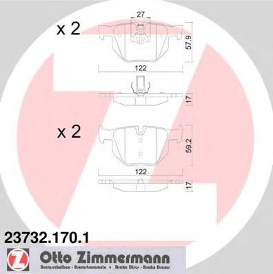 23732.170.1 ZIMMERMANN Тормозная система Комплект тормозных колодок, дисковый тормоз