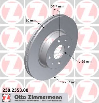 230.2353.00 ZIMMERMANN Brake System Brake Disc