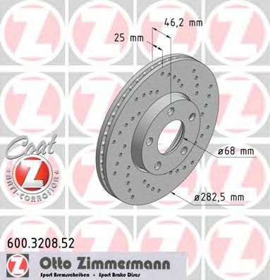 600.3208.52 ZIMMERMANN Brake System Brake Disc