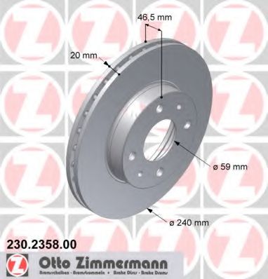 230.2358.00 ZIMMERMANN Brake System Brake Disc