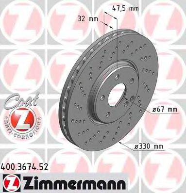 400.3674.52 ZIMMERMANN Brake System Brake Disc