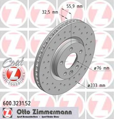 600.3231.52 ZIMMERMANN Brake System Brake Disc