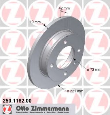 250.1162.00 ZIMMERMANN Brake System Brake Disc