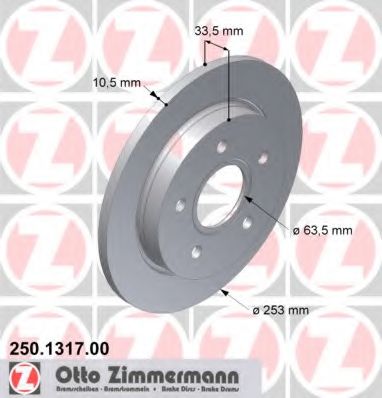 250.1317.00 ZIMMERMANN Brake System Brake Disc