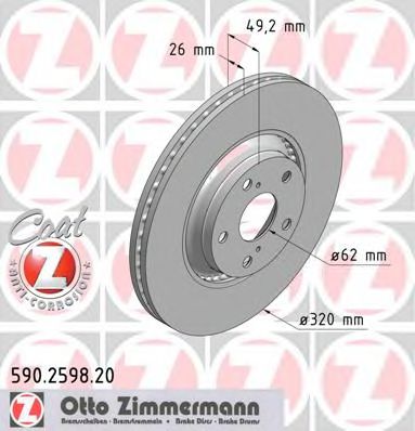 590.2598.20 ZIMMERMANN Brake System Brake Disc