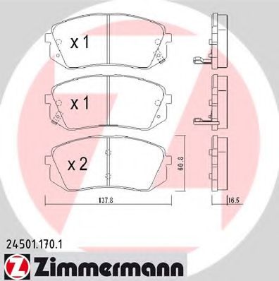 24501.170.1 ZIMMERMANN Brake Pad Set, disc brake