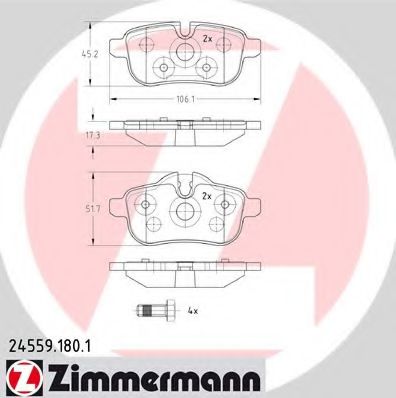 24559.180.1 ZIMMERMANN Brake System Brake Pad Set, disc brake