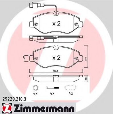 29229.210.3 ZIMMERMANN Brake System Brake Pad Set, disc brake
