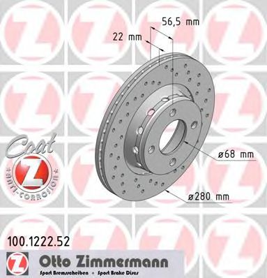 100.1222.52 ZIMMERMANN Brake System Brake Disc
