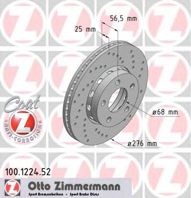100.1224.52 ZIMMERMANN Brake System Brake Disc