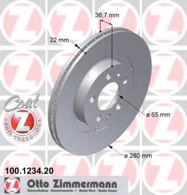 100.1234.20 ZIMMERMANN Brake System Brake Disc