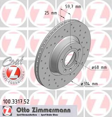 100.3317.52 ZIMMERMANN Brake System Brake Disc