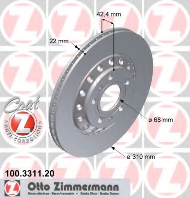 100.3311.20 ZIMMERMANN Brake System Brake Disc