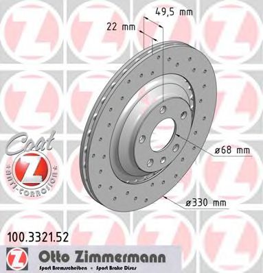 100.3321.52 ZIMMERMANN Brake System Brake Disc
